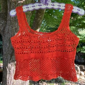 Crochet Orange Tank Top